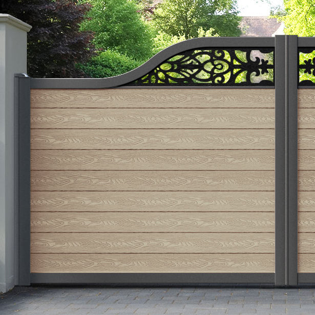 Classic Windsor Curved Top Driveway Gate - Light Oak - Top Screen