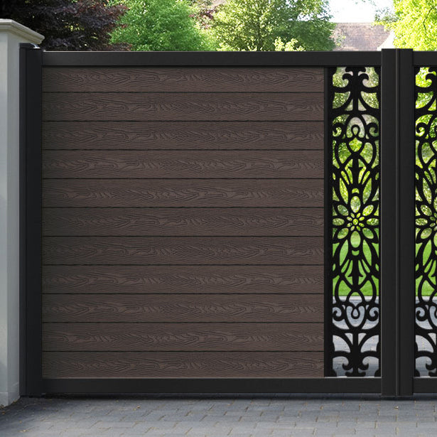 Classic Windsor Straight Top Driveway Gate - Mid Brown - Middle Screen