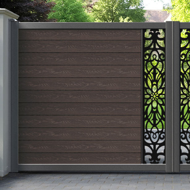 Classic Windsor Straight Top Driveway Gate - Mid Brown - Middle Screen