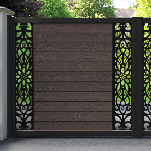 Classic Windsor Straight Top Driveway Gate - Mid Brown - Middle & End Screen
