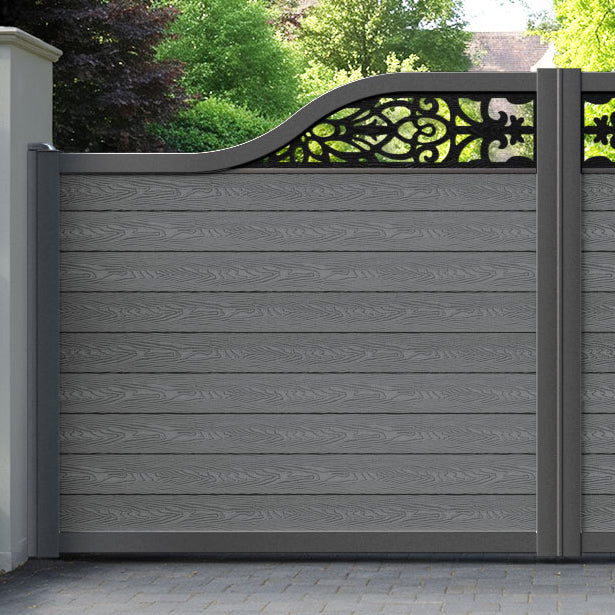 Classic Windsor Curved Top Driveway Gate - Mid Grey - Top Screen
