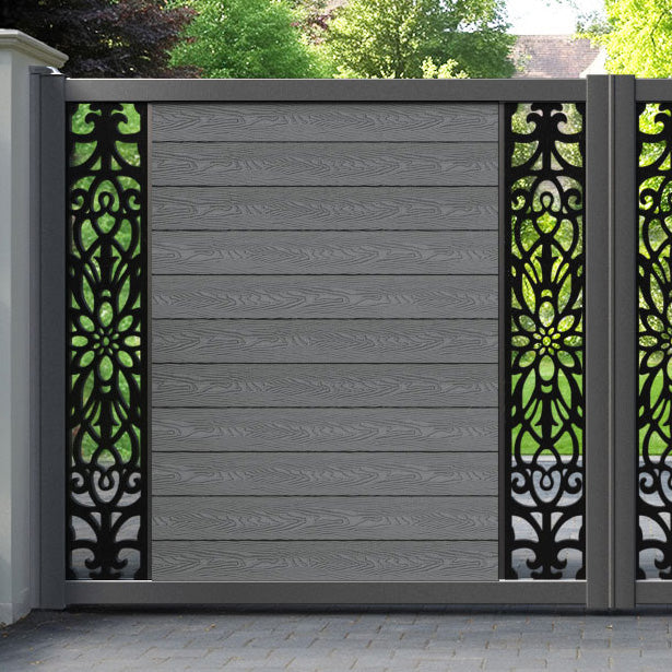 Classic Windsor Straight Top Driveway Gate - Mid Grey - Middle & End Screen