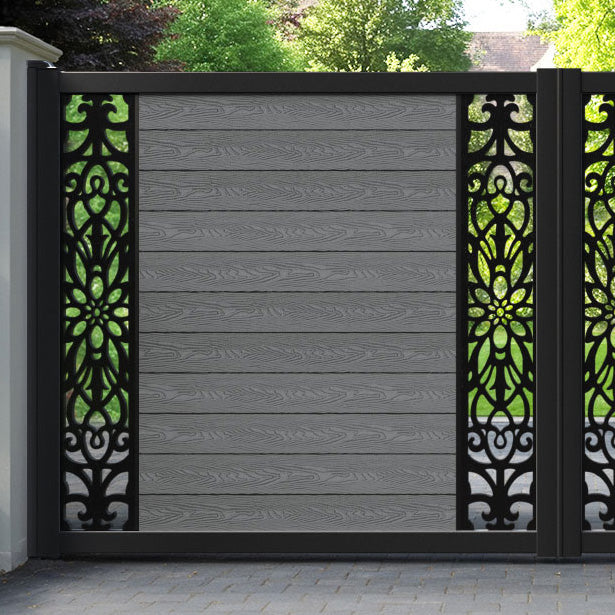 Classic Windsor Straight Top Driveway Gate - Mid Grey - Middle & End Screen