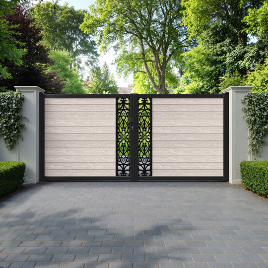Classic Windsor Straight Top Driveway Gate - Mid Stone - Middle Screen