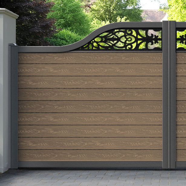 Classic Windsor Curved Top Driveway Gate - Teak -  Top Screen