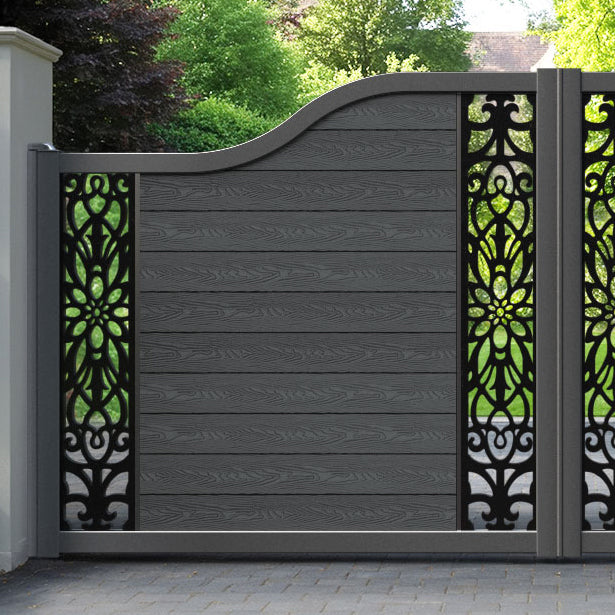 Classic Windsor Curved Top Driveway Gate - Dark Grey - Middle & End Screen
