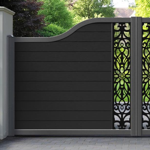 Fusion Windsor Curved Top Driveway Gate - Black - Middle Screen