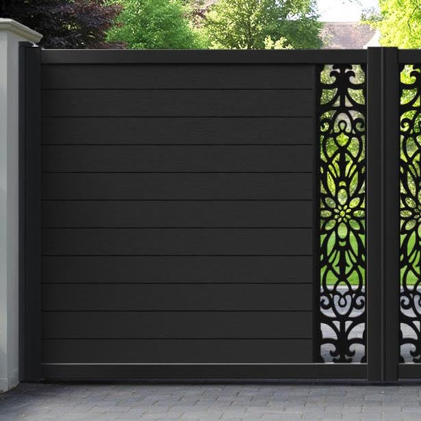 Fusion Windsor Straight Top Driveway Gate - Black - Middle Screen