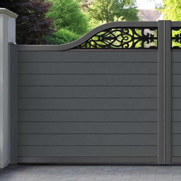 Fusion Windsor Curved Top Driveway Gate - Dark Grey - Top Screen