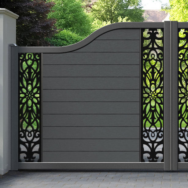 Fusion Windsor Curved Top Driveway Gate - Dark Grey - Middle & End Screen