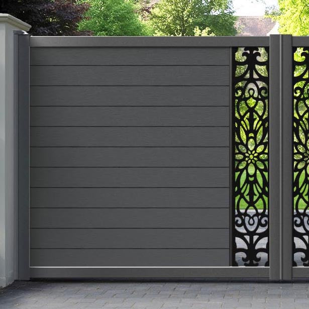 Fusion Windsor Straight Top Driveway Gate - Dark Grey - Middle Screen