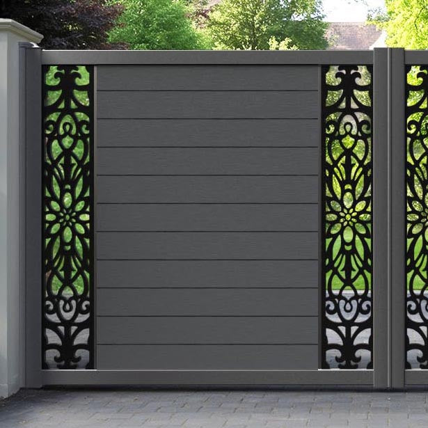 Fusion Windsor Straight Top Driveway Gate - Dark Grey - Middle & End Screen
