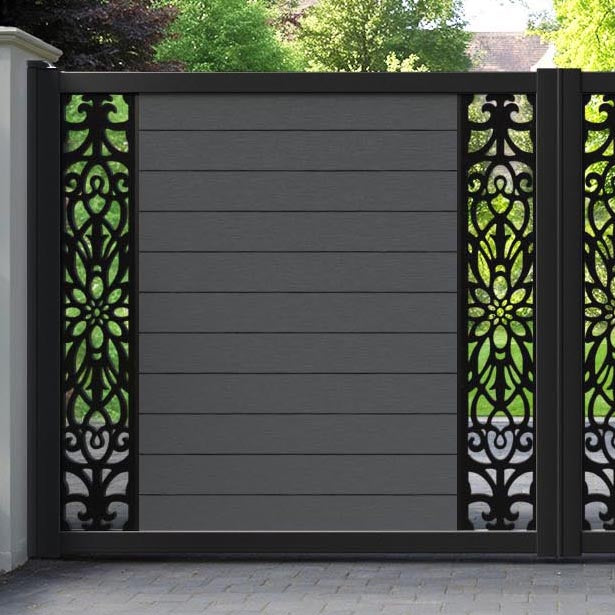 Fusion Windsor Straight Top Driveway Gate - Dark Grey - Middle & End Screen