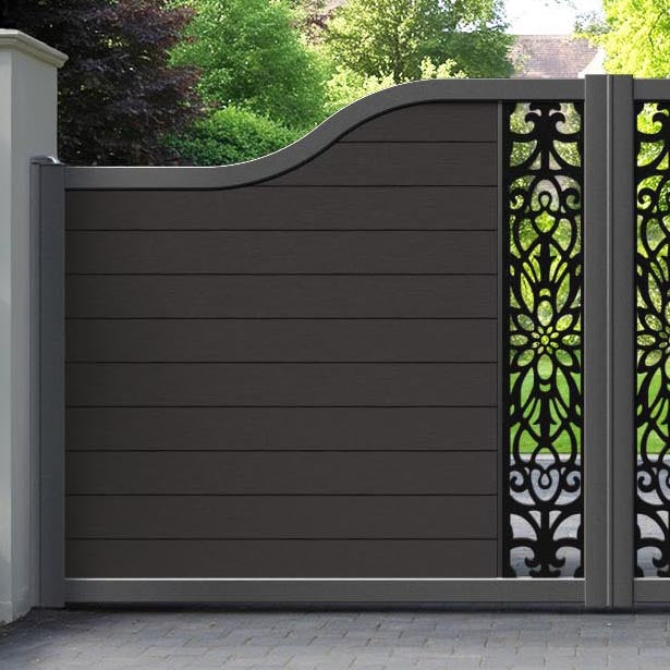 Fusion Windsor Curved Top Driveway Gate - Dark Oak - Middle Screen