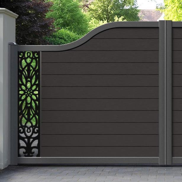 Fusion Windsor Curved Top Driveway Gate - Dark Oak - End Screen