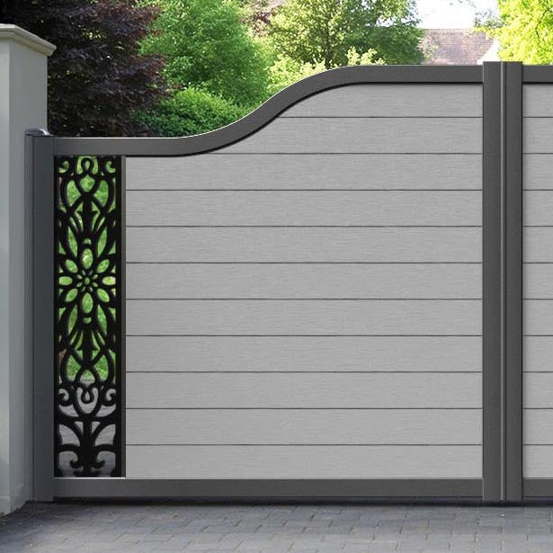 Fusion Windsor Curved Top Driveway Gate - Light Grey - End Screen