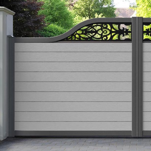 Fusion Windsor Curved Top Driveway Gate - Light Grey - Top Screen