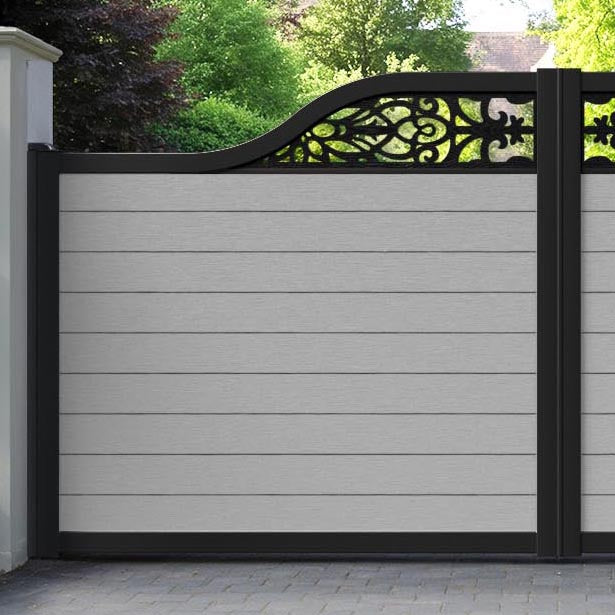 Fusion Windsor Curved Top Driveway Gate - Light Grey - Top Screen