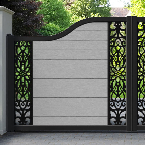 Fusion Windsor Curved Top Driveway Gate - Light Grey - Middle & End Screen