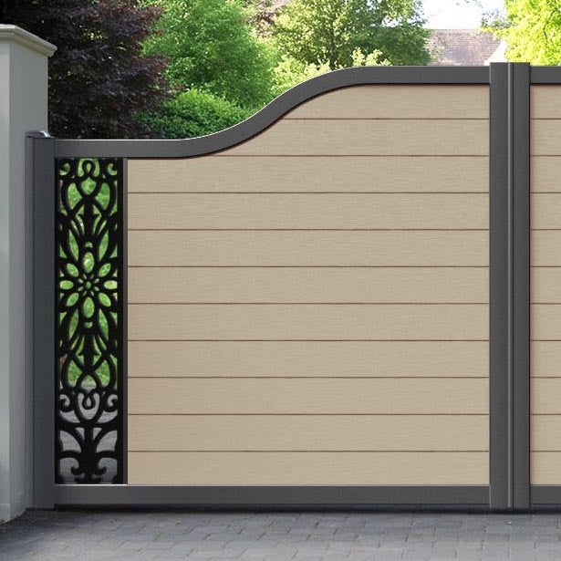 Fusion Windsor Curved Top Driveway Gate - Light Oak - End Screen
