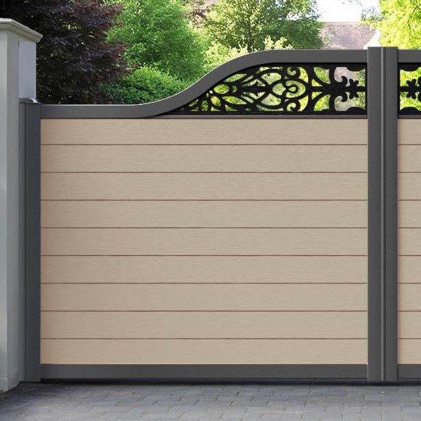 Fusion Windsor Curved Top Driveway Gate - Light Oak - Top Screen