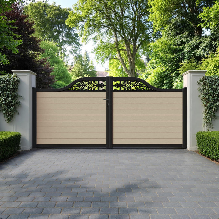 Fusion Windsor Curved Top Driveway Gate - Light Oak - Top Screen