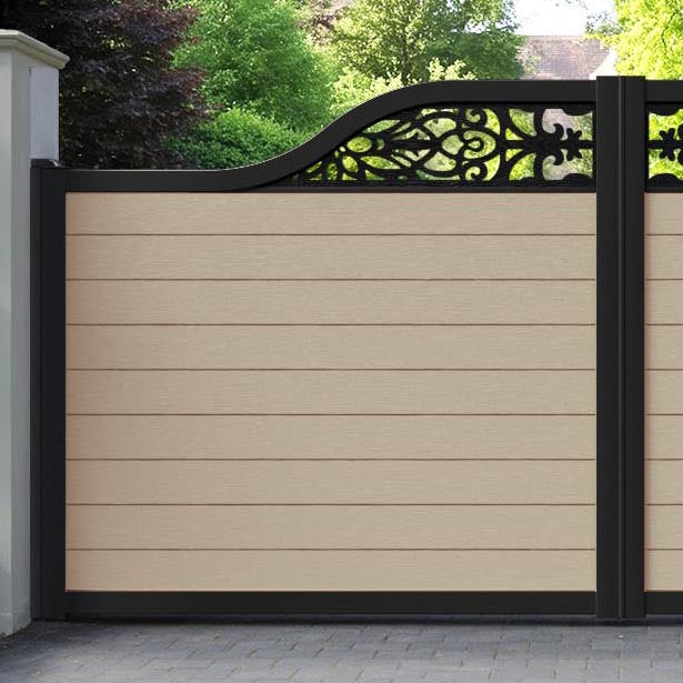 Fusion Windsor Curved Top Driveway Gate - Light Oak - Top Screen