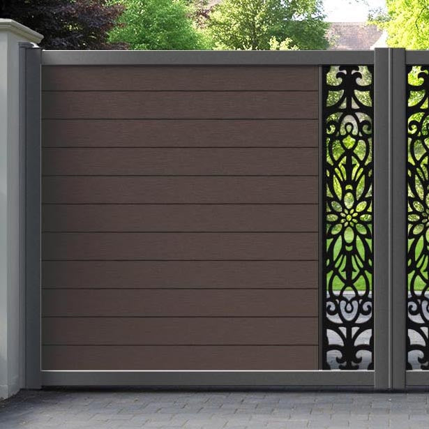 Fusion Windsor Straight Top Driveway Gate - Mid Brown - Middle Screen