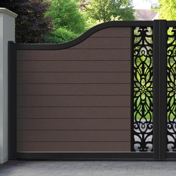 Fusion Windsor Curved Top Driveway Gate - Mid Brown - Middle Screen