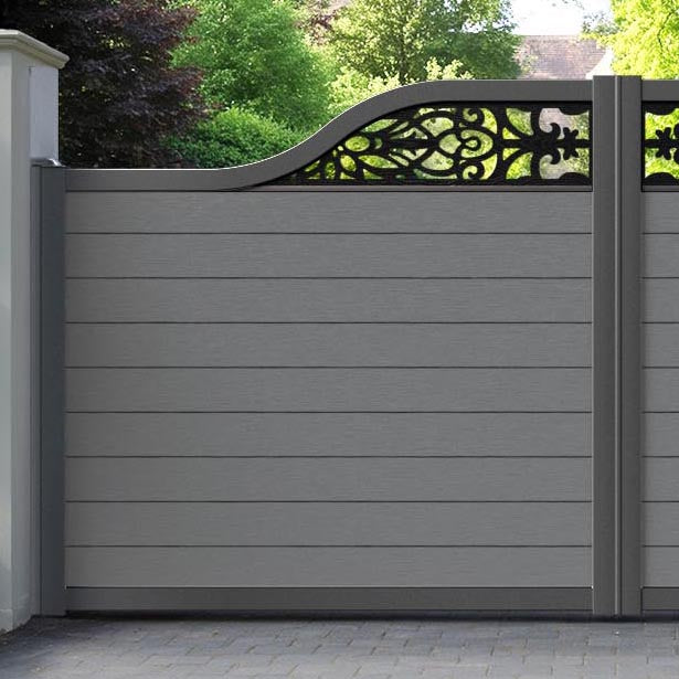 Fusion Windsor Curved Top Driveway Gate - Mid Grey - Top Screen