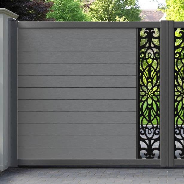 Fusion Windsor Straight Top Driveway Gate - Mid Grey - Middle Screen