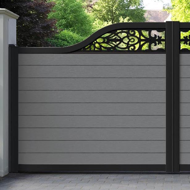 Fusion Windsor Curved Top Driveway Gate - Mid Grey - Top Screen