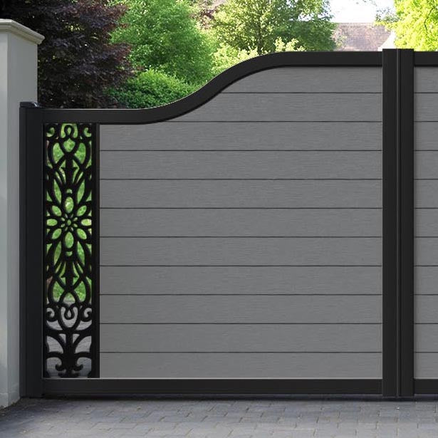 Fusion Windsor Curved Top Driveway Gate - Mid Grey - End Screen