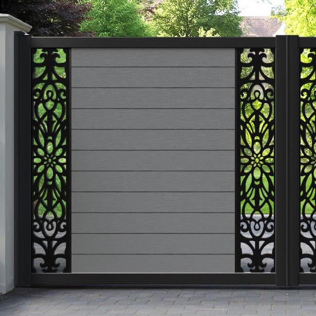 Fusion Windsor Straight Top Driveway Gate - Mid Grey - Middle & End Screen