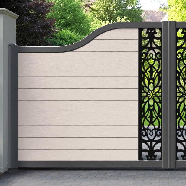 Fusion Windsor Curved Top Driveway Gate - Mid Stone - Middle Screen