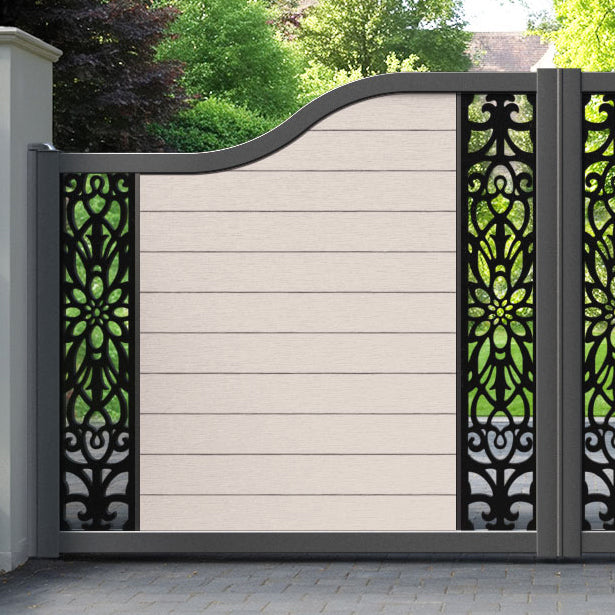 Fusion Windsor Curved Top Driveway Gate - Mid Stone - Middle & End Screen