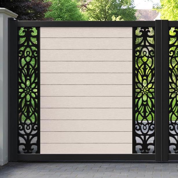 Fusion Windsor Straight Top Driveway Gate - Mid Stone - Middle & End Screen