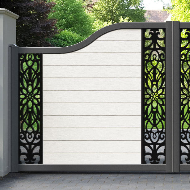 Fusion Windsor Curved Top Driveway Gate - Light Stone - Middle & End Screen