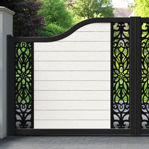 Fusion Windsor Curved Top Driveway Gate - Light Stone - Middle & End Screen