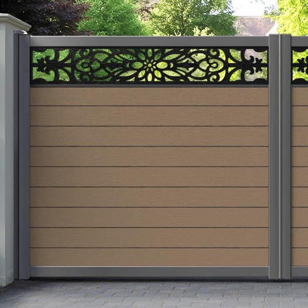 Fusion Windsor Straight Top Driveway Gate - Teak - Top Screen