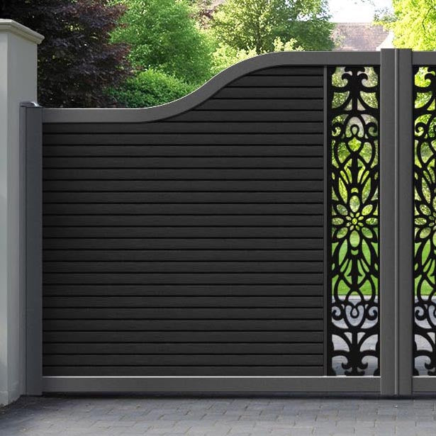 Hudson Windsor Curved Top Driveway Gate - Black - Middle Screen