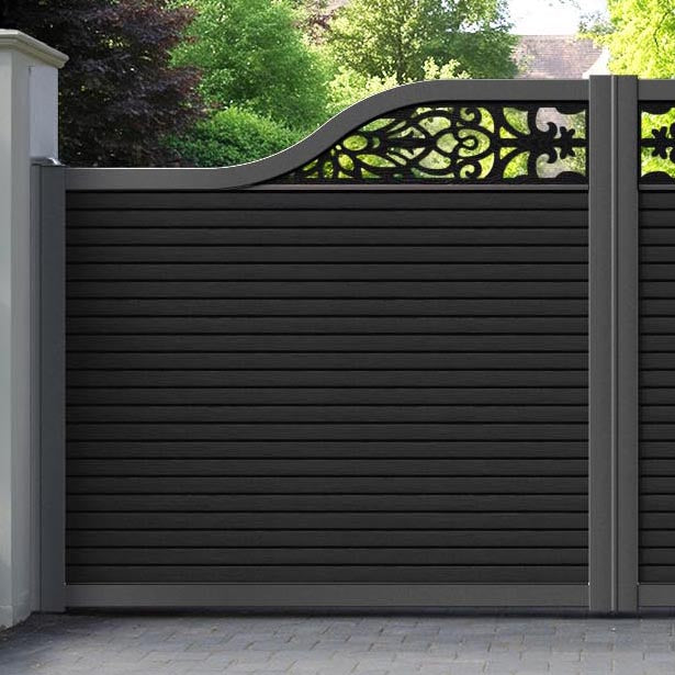 Hudson Windsor Curved Top Driveway Gate - Black - Top Screen