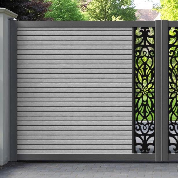 Hudson Windsor Straight Top Driveway Gate - Light Grey - Middle Screen