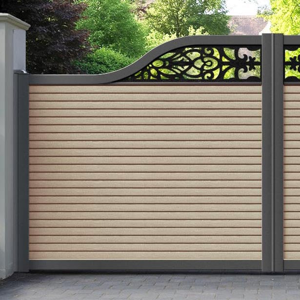 Hudson Windsor Curved Top Driveway Gate - Light Oak- Top Screen