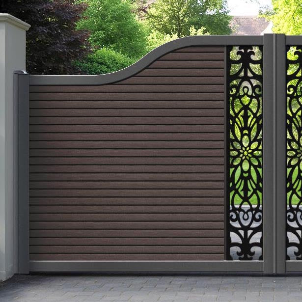 Hudson Windsor Curved Top Driveway Gate - Mid Brown - Middle Screen