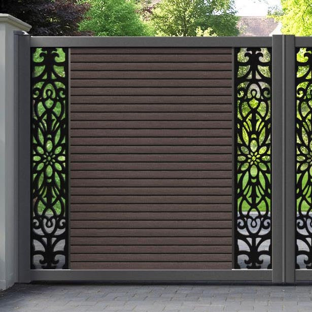 Hudson Windsor Straight Top Driveway Gate - Mid Brown - Middle & End Screen
