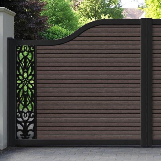 Hudson Windsor Curved Top Driveway Gate - Mid Brown - End Screen
