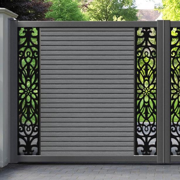 Hudson Windsor Straight Top Driveway Gate - Mid Grey - Middle & End Screen