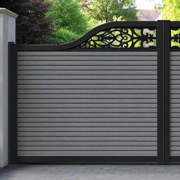 Hudson Windsor Curved Top Driveway Gate - Mid Grey - Top Screen