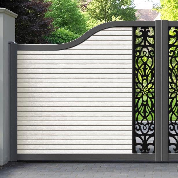 Hudson Windsor Curved Top Driveway Gate - Light Stone - Middle Screen
